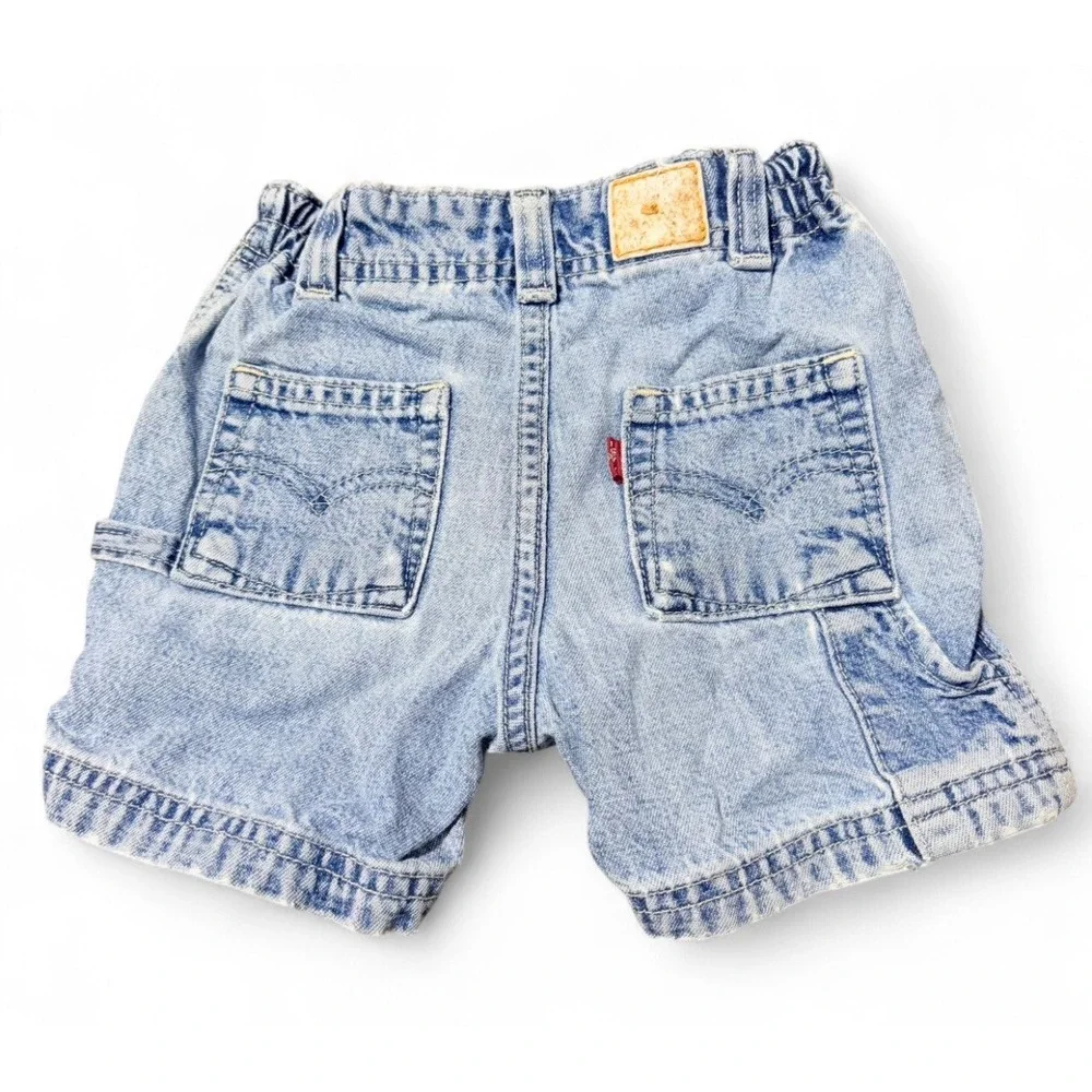 Vintage‎ Levi's Toddler Denim Carpenter Shorts Size 4 Light Wash USA Style